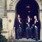 Bovey Castle Wedding groom and bestmen outside entrance before the wedding ceremony