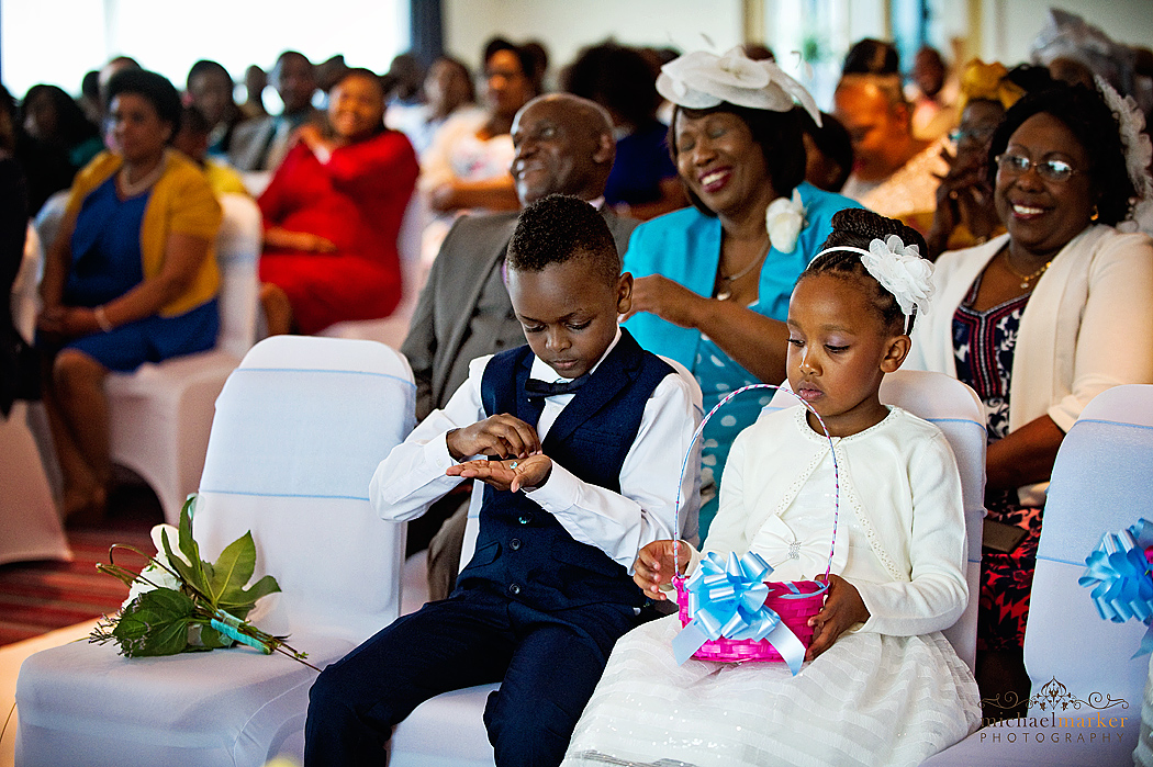 flower girl and page boy at African wedding in Cornwall